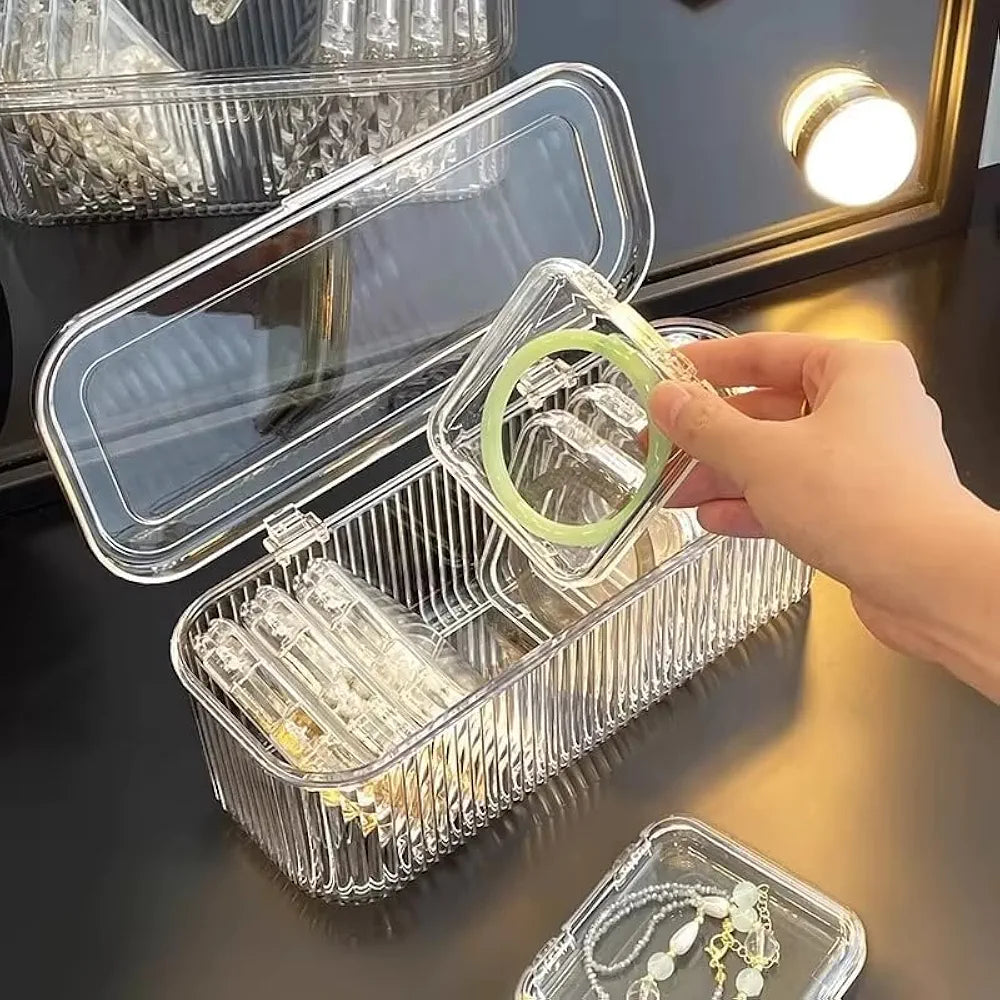 SR Multicolorpurpose Acrylic Jewelry Organizer Box Set, Portable Storage Boxes For Earrings, Bracelete, Rings, Necklace, Watch, Transparent storage box and organiser for Jewelry Women & Girls