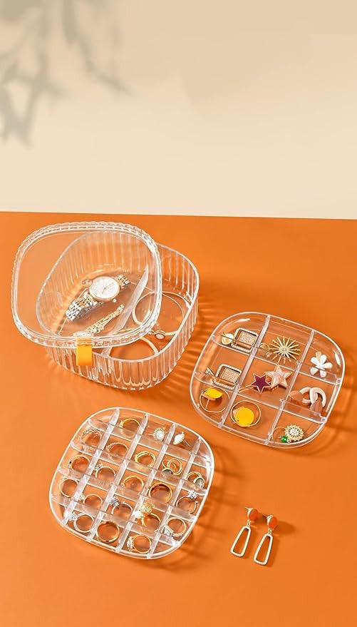 3-Layer Acrylic Stackable Jewelry Organizer with 36 Compartments