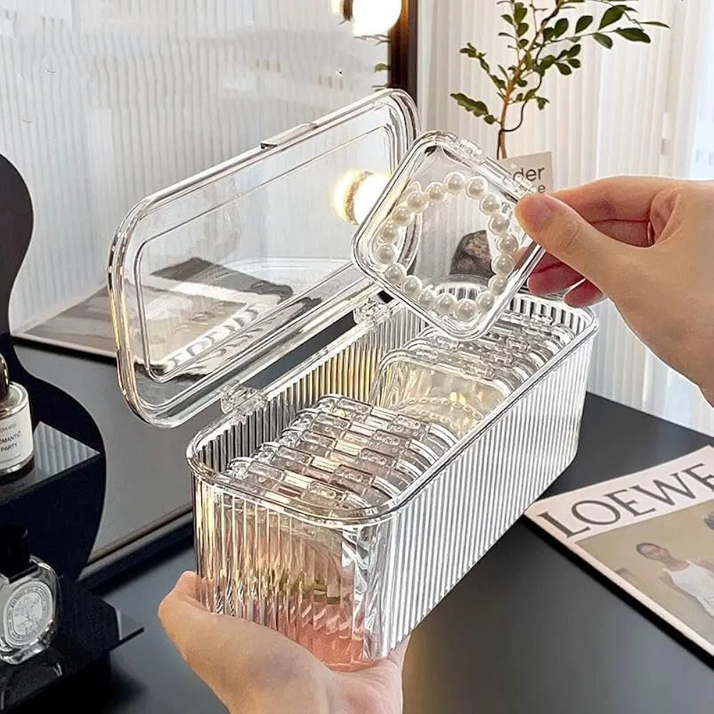 SR Multicolorpurpose Acrylic Jewelry Organizer Box Set, Portable Storage Boxes For Earrings, Bracelete, Rings, Necklace, Watch, Transparent storage box and organiser for Jewelry Women & Girls