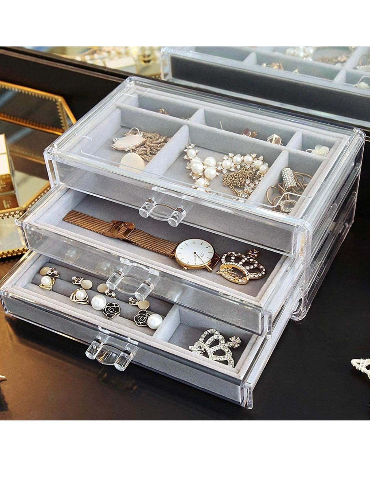 3-Drawer Acrylic Jewelry Organizer Box
